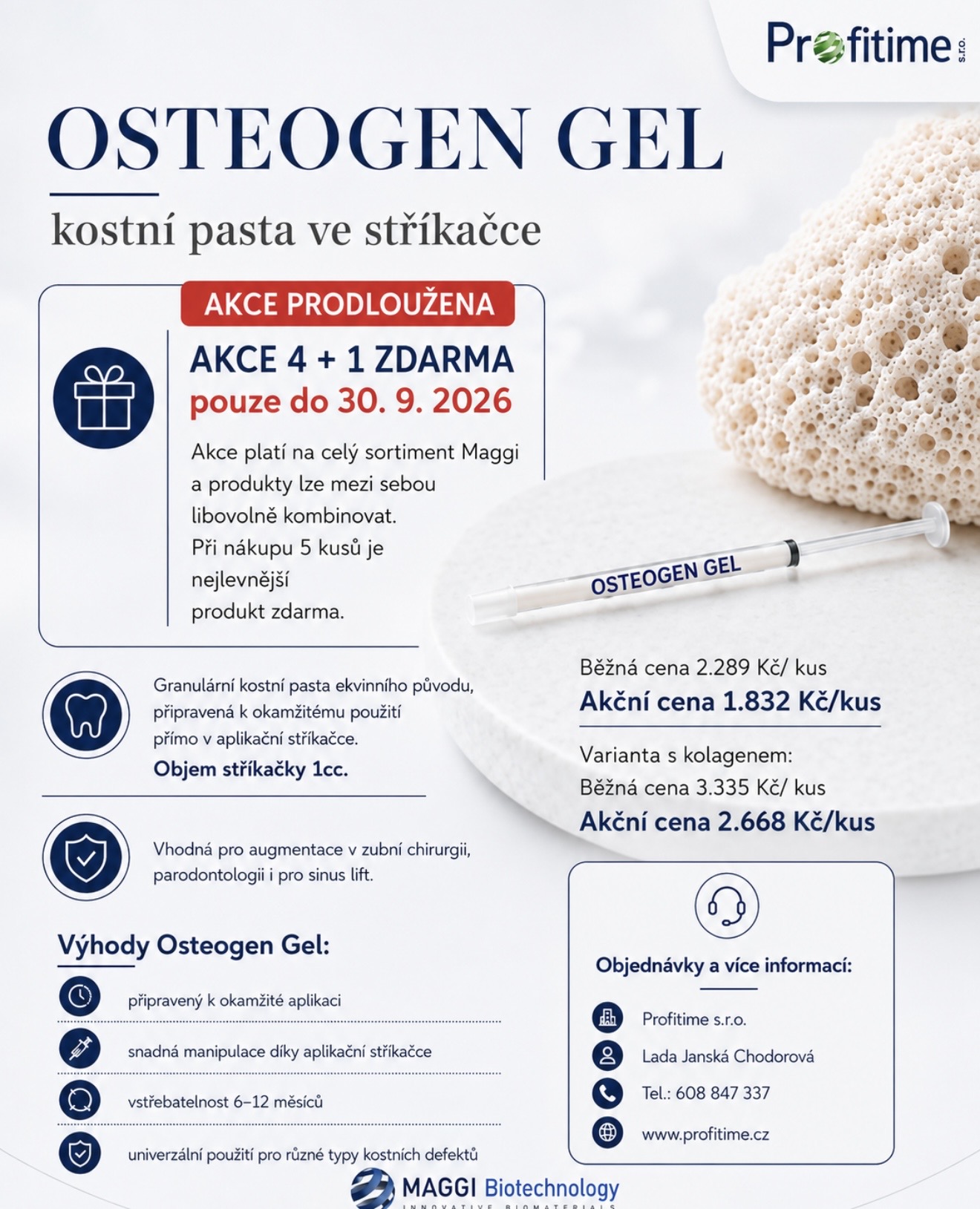 Akce Osteogen Gel 4 + 1 zdarma do 30. září 2026